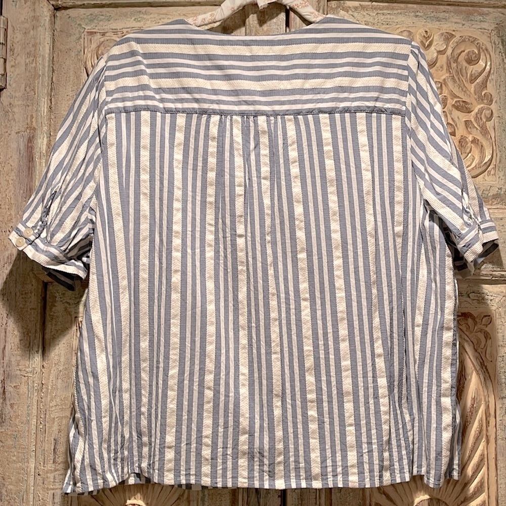 NWOT Madewell Plaza Button-Front Shirt in Stripe /3X, Blue & White/ - Picture 6 of 6